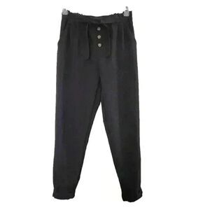 H&M Girl's Black Poly/Spandex Elastic Waistband Pants w Tie